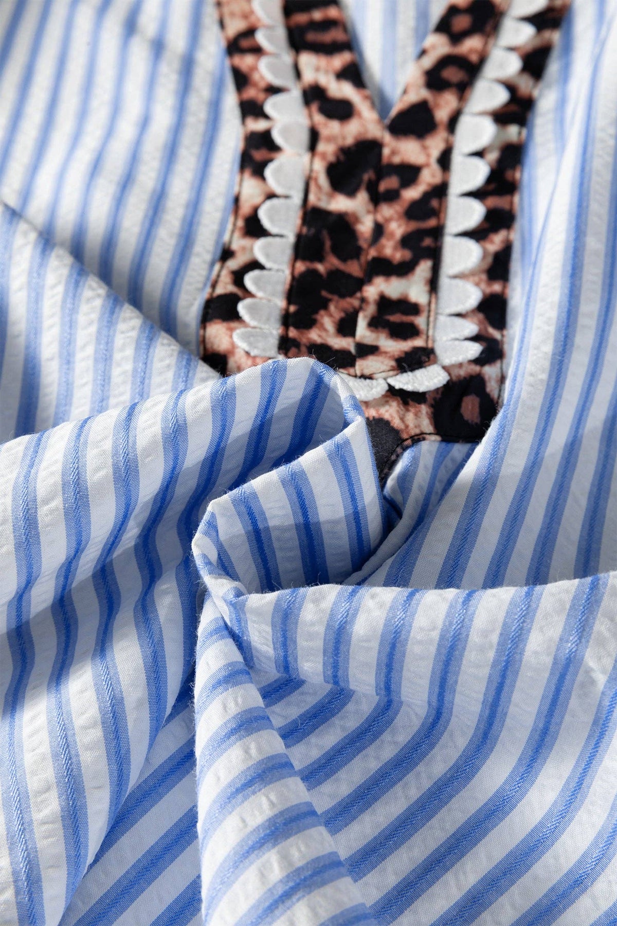 Leopard Patchwork Collared Blouse