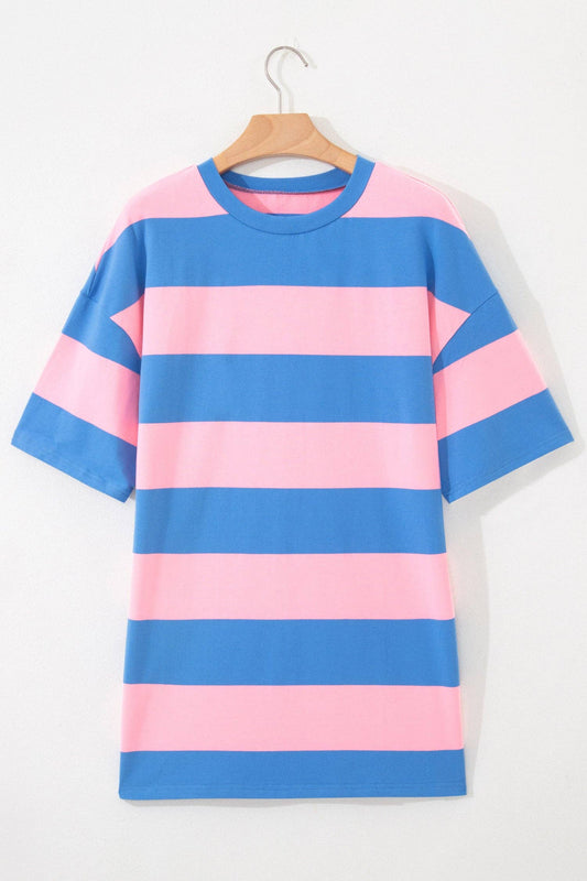 Stripe Short Sleeve Oversize Tunic Tee