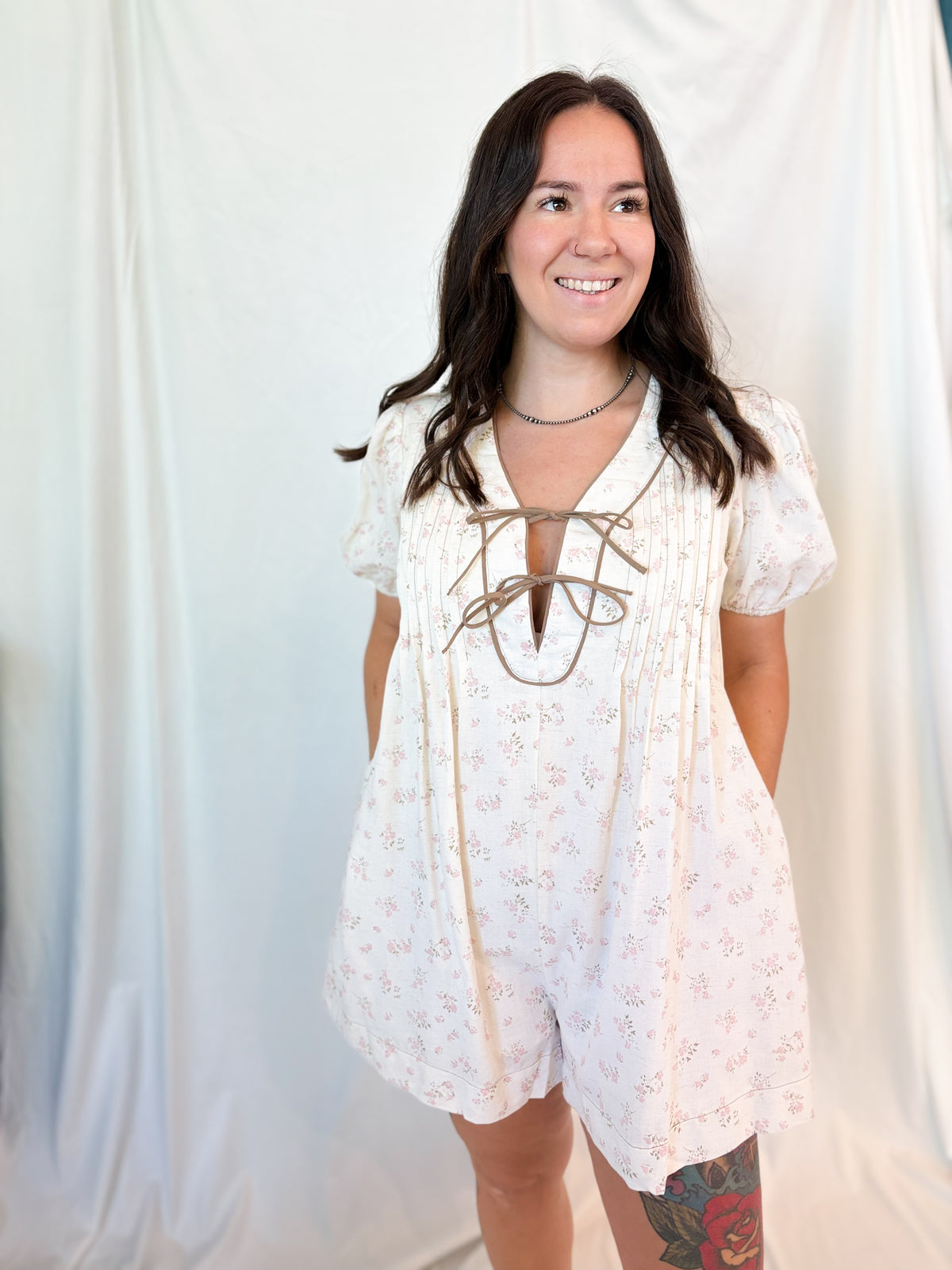 Vintage Floral Bow Romper