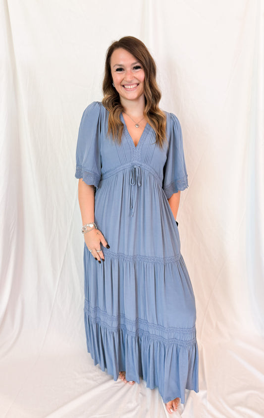 TENCEL LACE TRIM MAXI DRESS