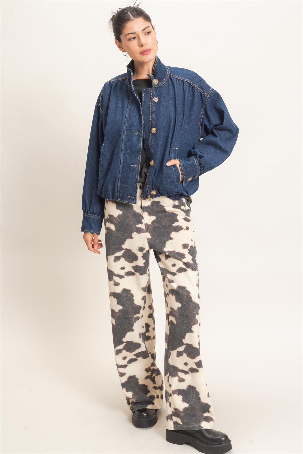 COW PRINT JEANS