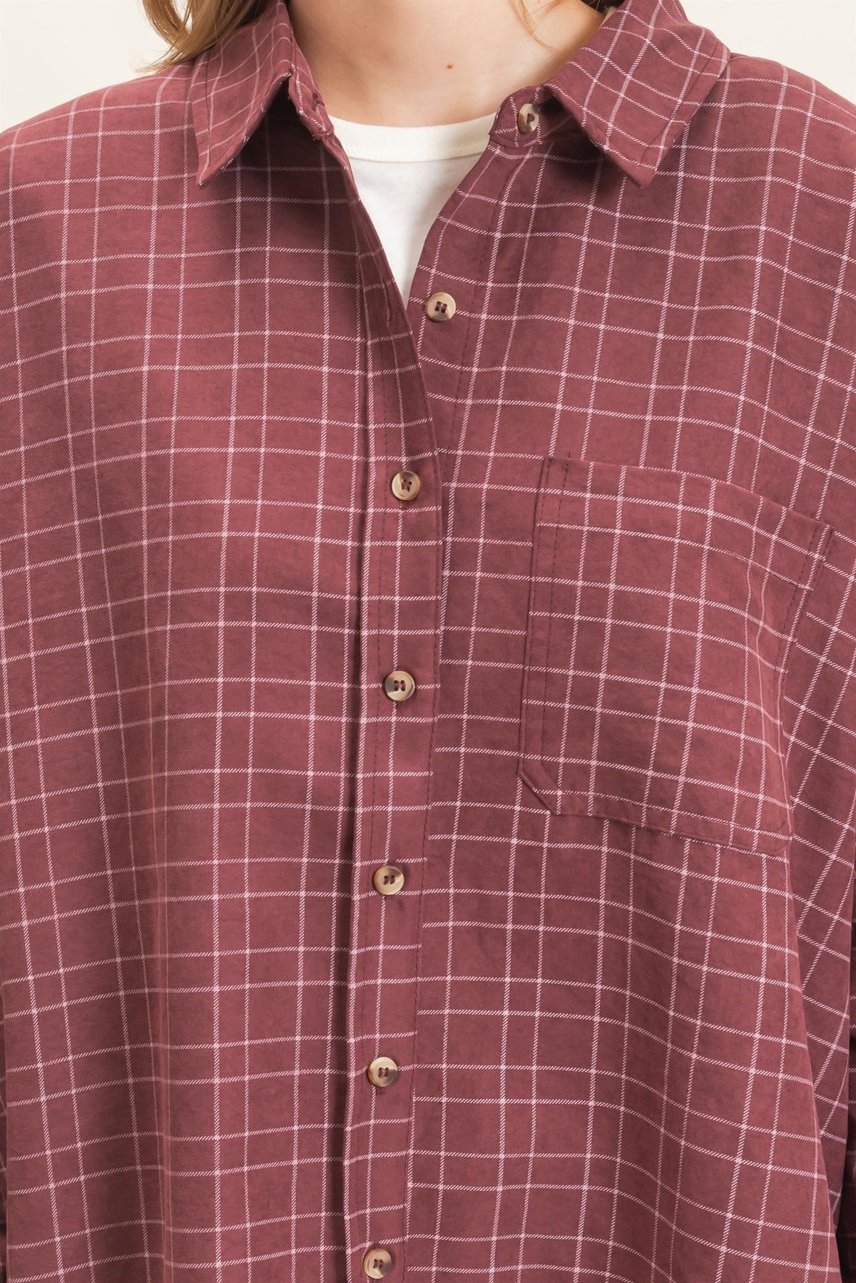OVERSIZED PLAID BUTTON UP