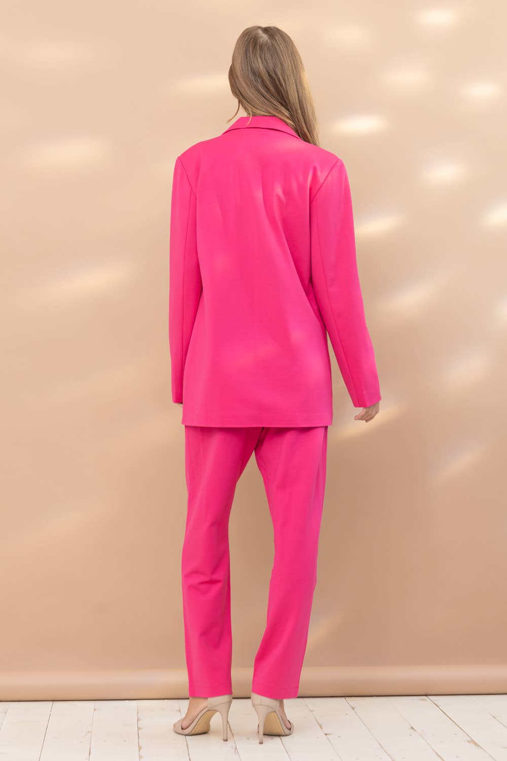 Knit Lined Blazer Straight Leg Trouser Pants Set