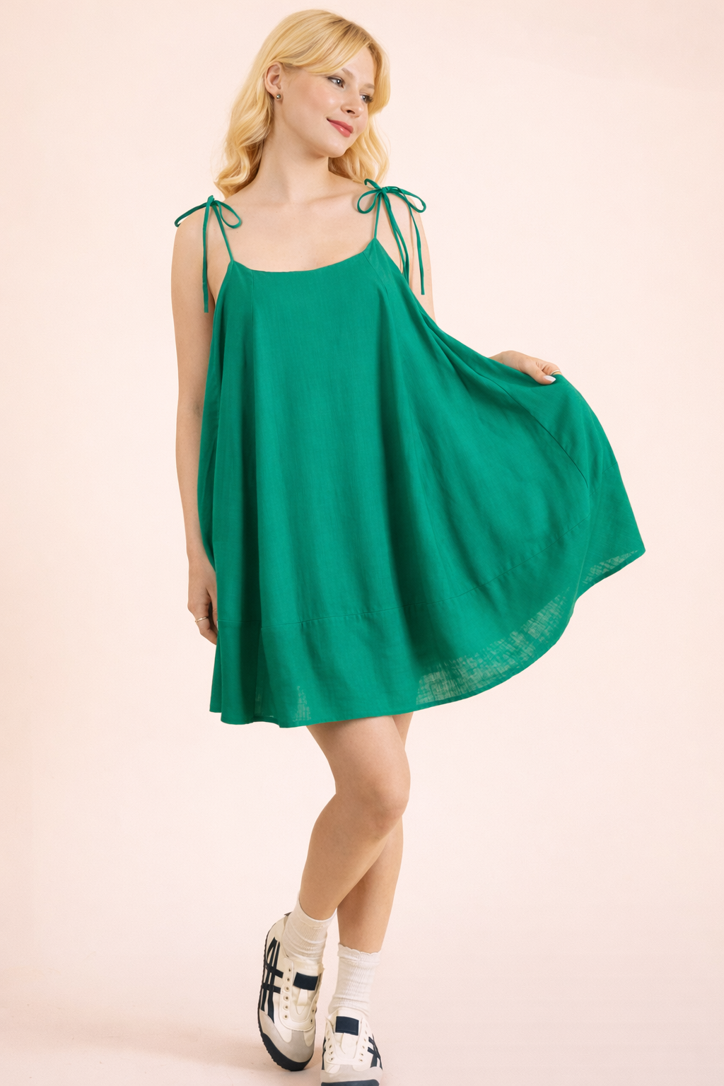 ND31735-Back Button Down Detail Mini Dress