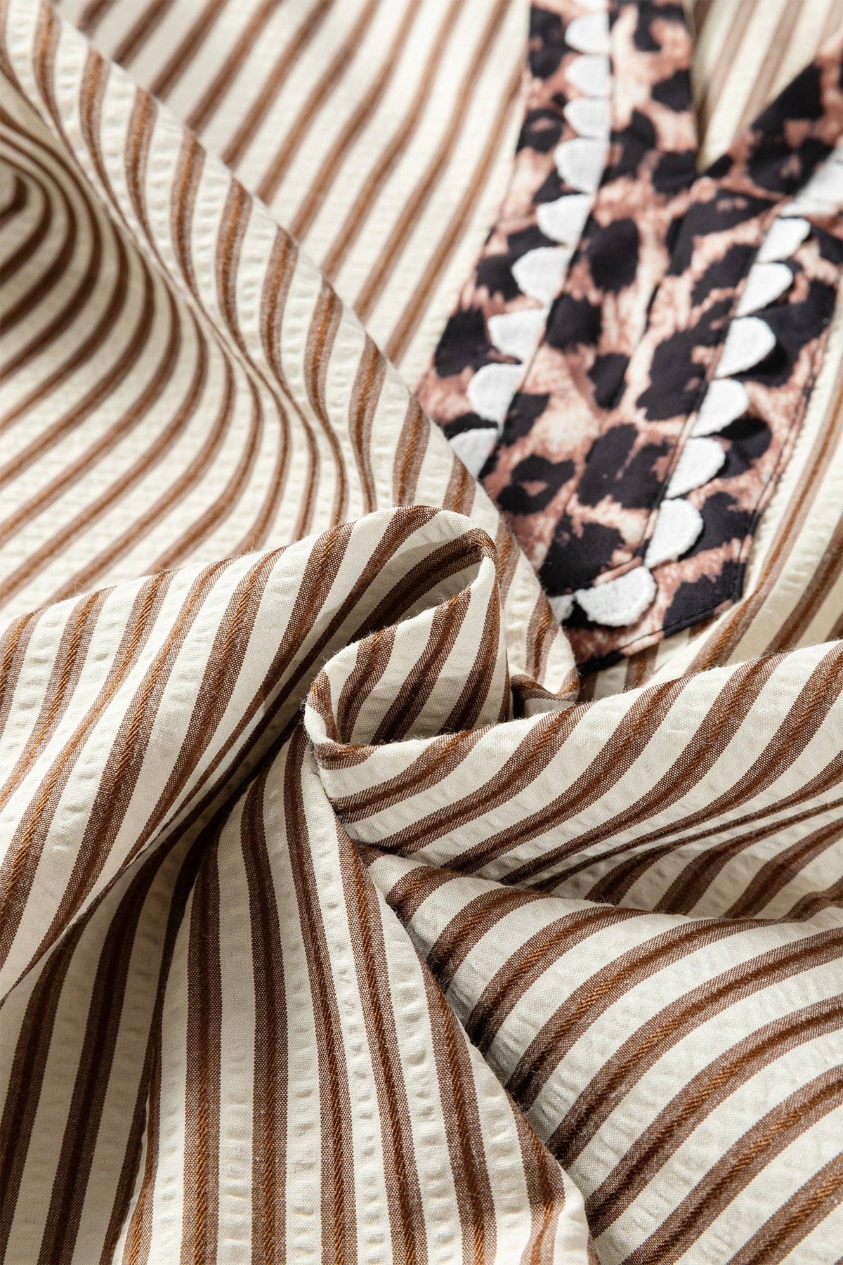 Leopard Patchwork Collared Blouse