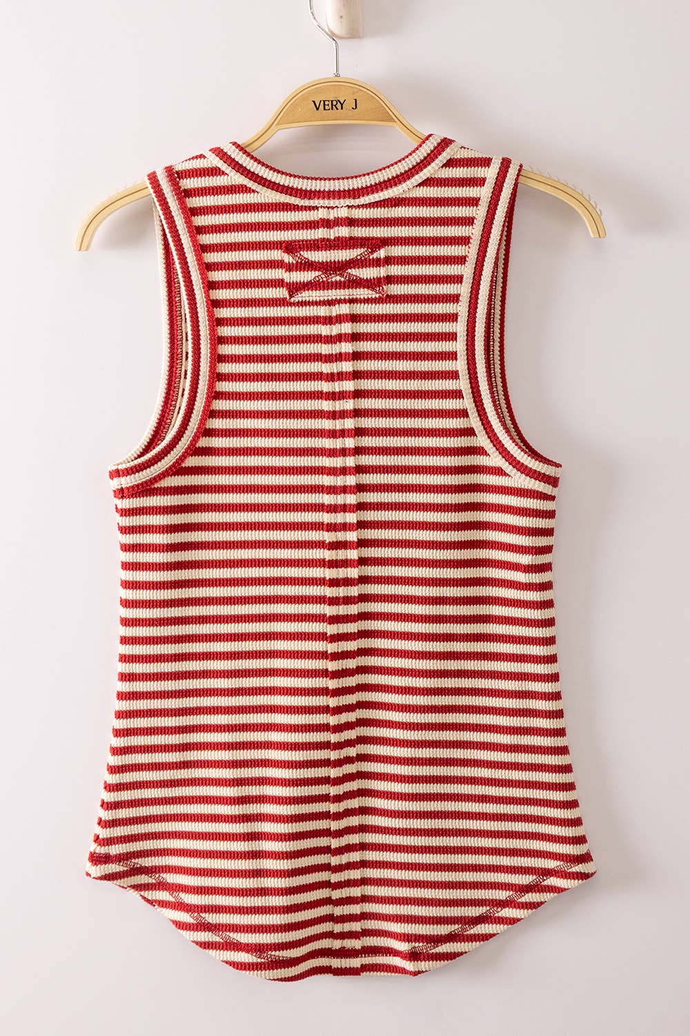 Striped & Button Down Fitted Knit Tank Top