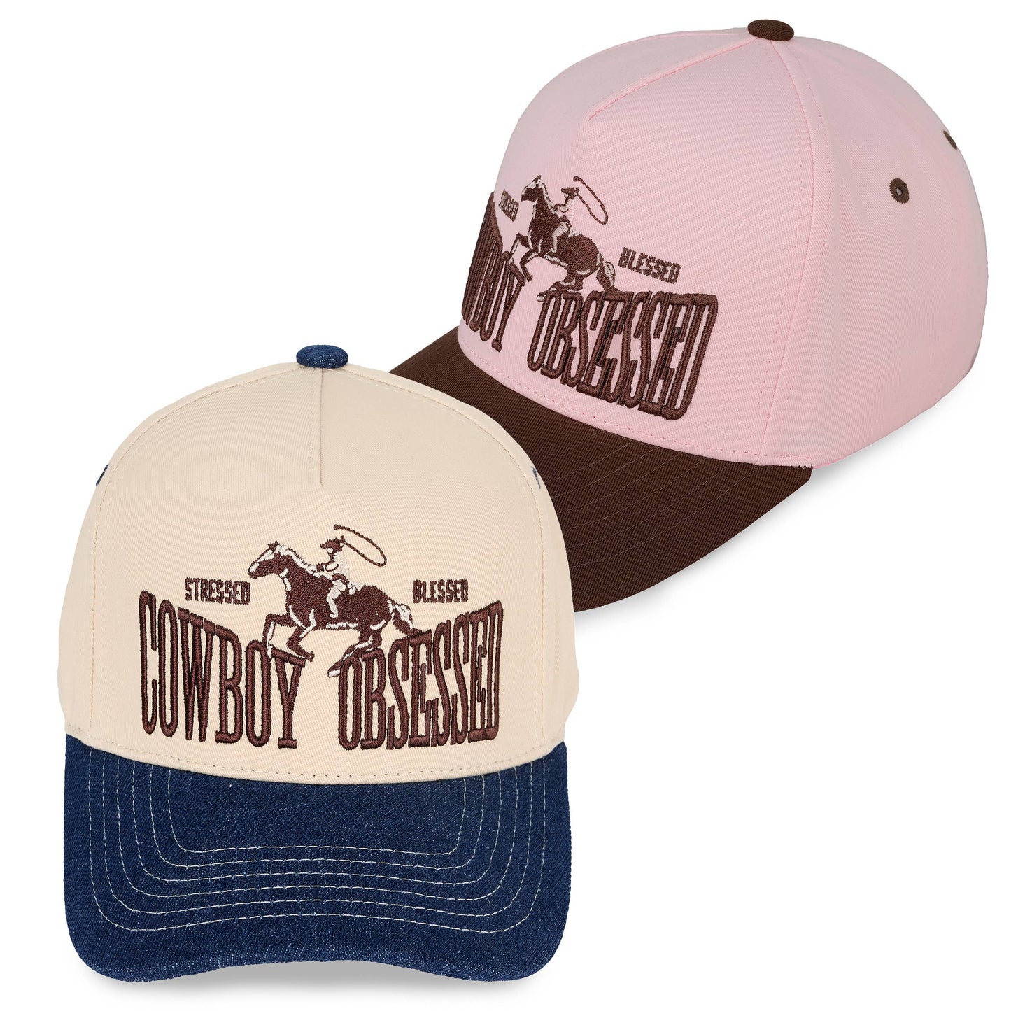 COWBOY OBSESSED Embroidered Cotton Trucker Cap