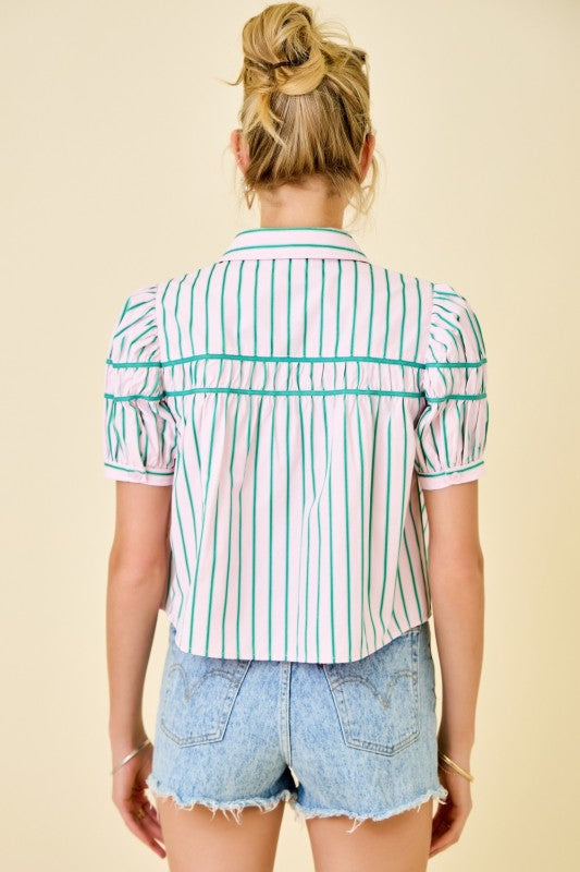 Stripe Button Down Blouse