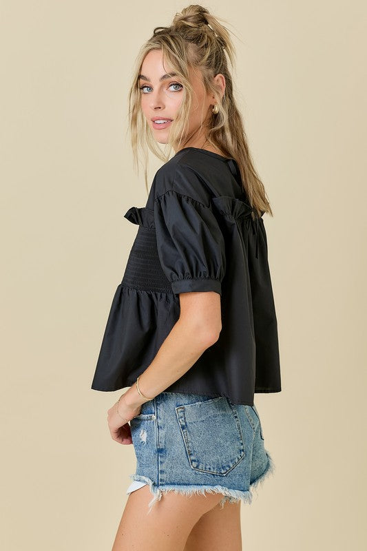 Poplin Ruffle Blouse