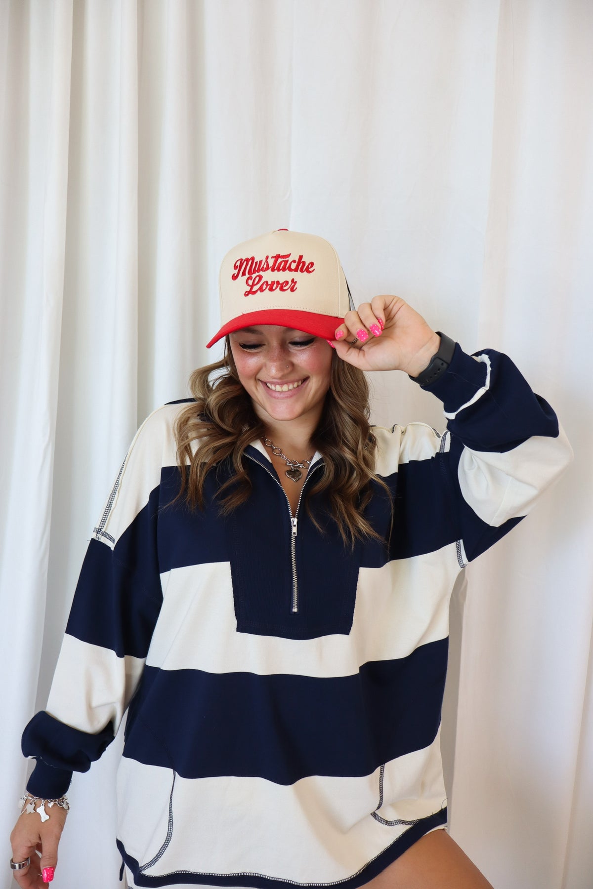 WIDE STRIPE NAVY SHORT SET