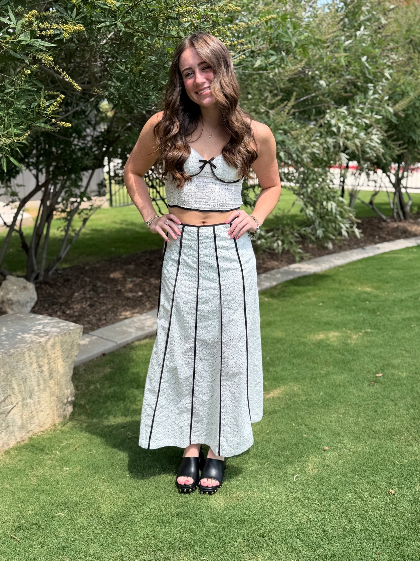 Eyelet Maxi Skirt Set