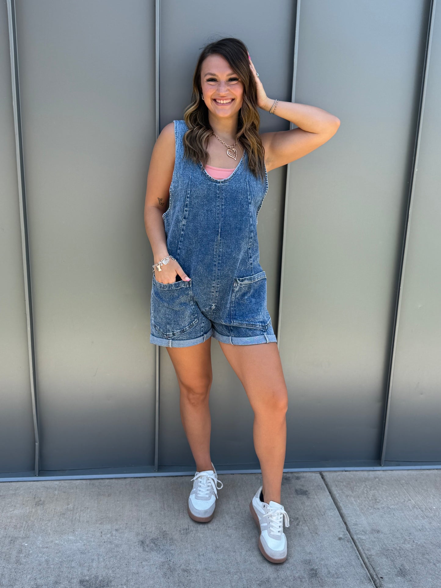 Oversized Denim Romper