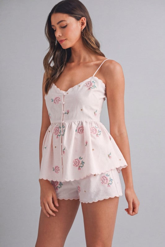 Embroidered Cami & Short Set