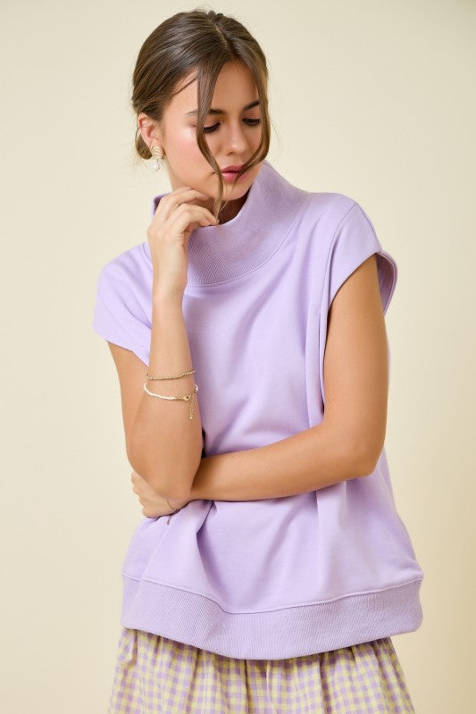 Sleeveless Oversized Mock Neck