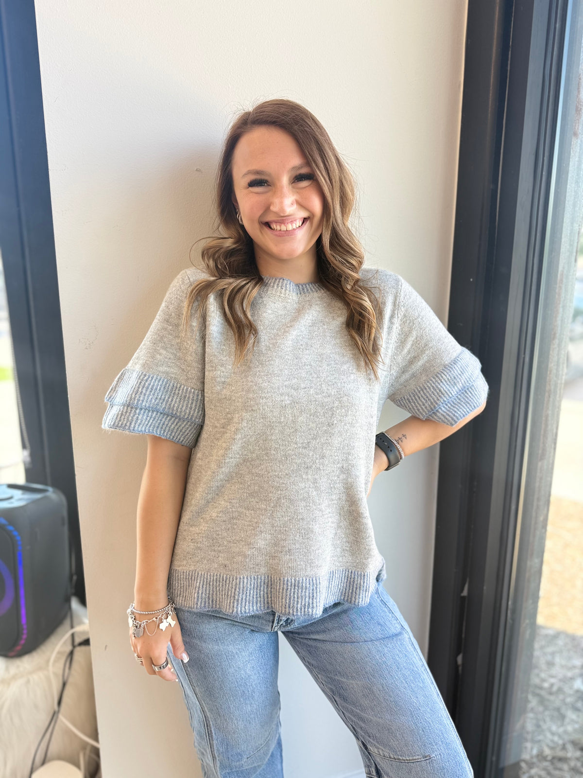 Soft Touch Contrast Rib Knit Top