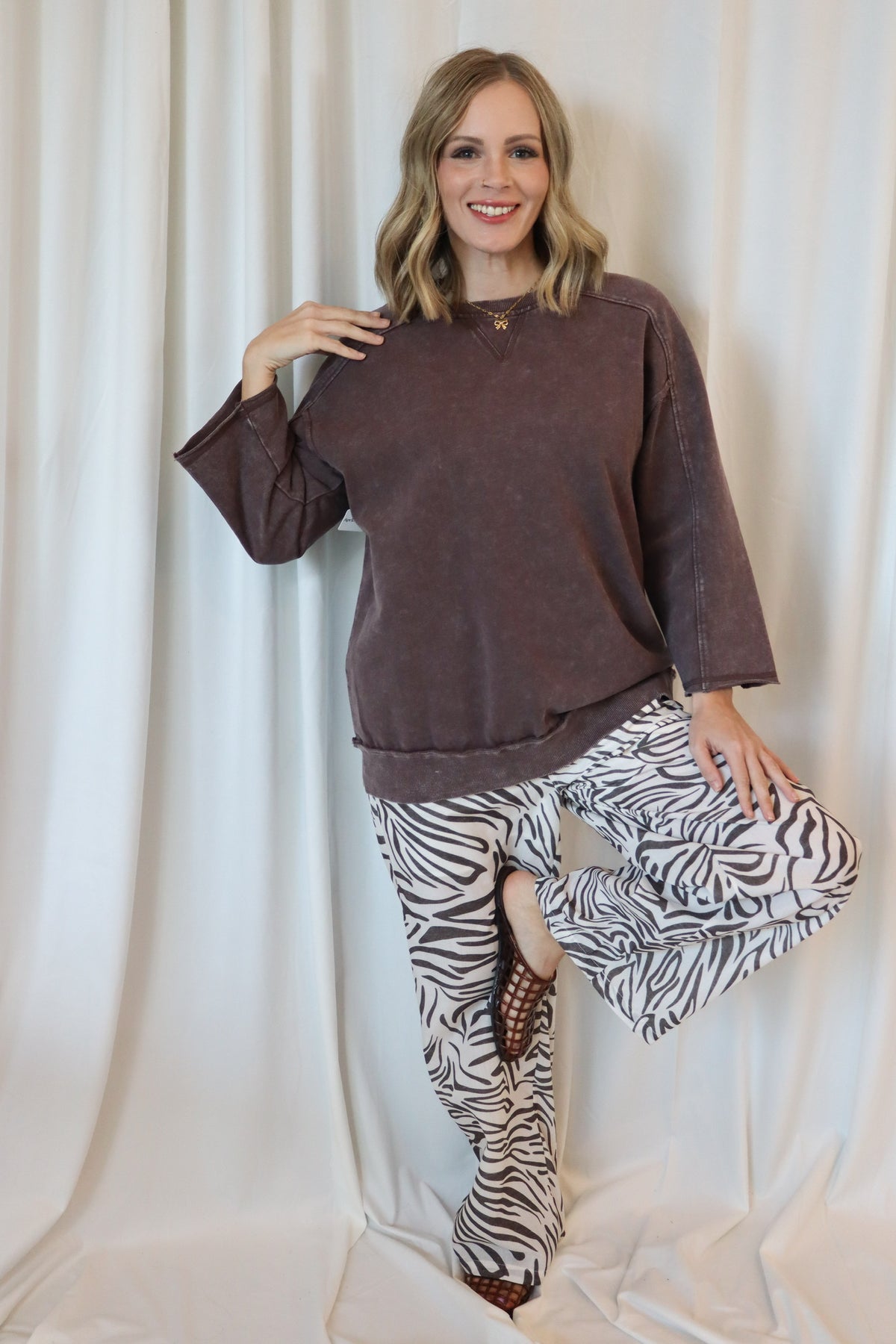 Western Zebra Drawstring High Waist Pants