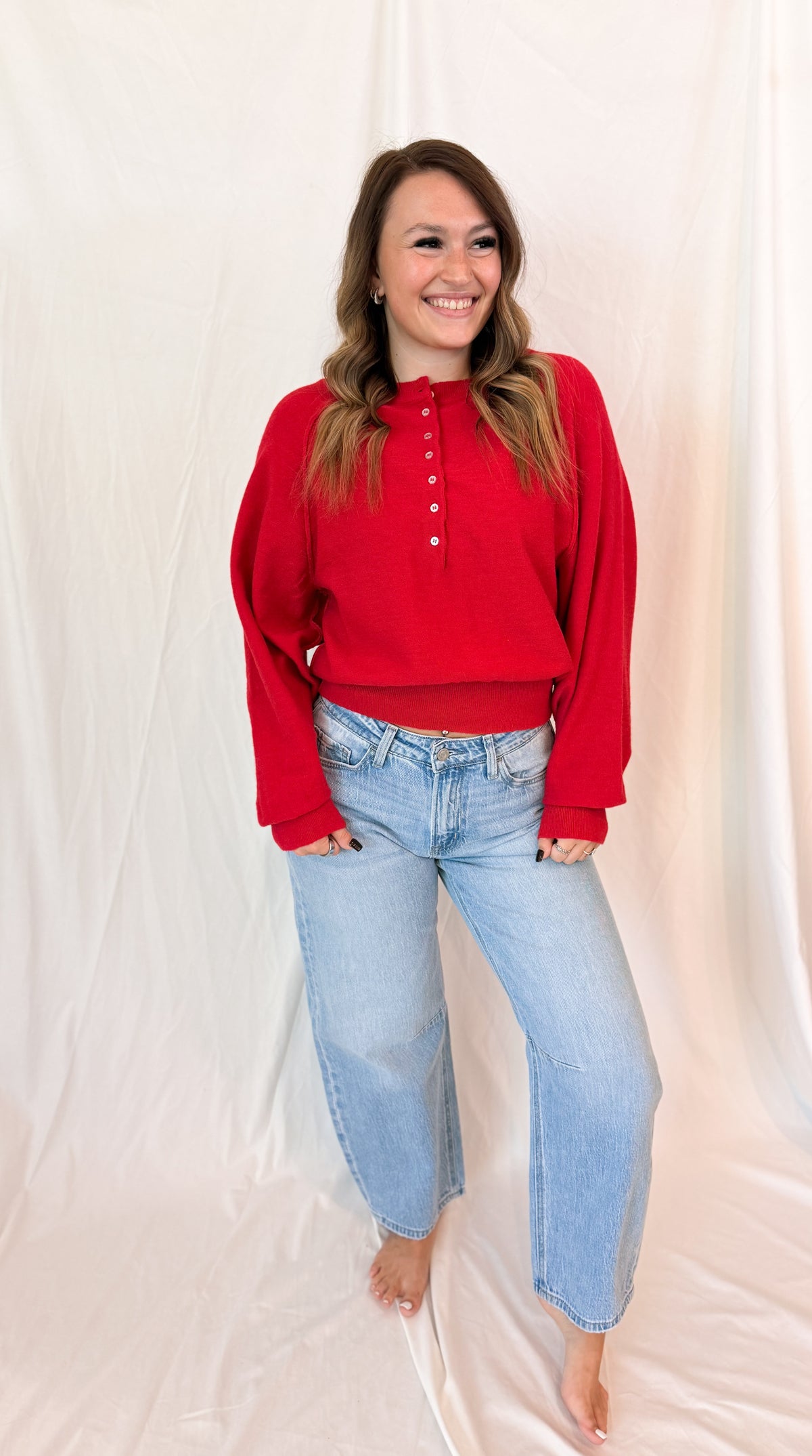 Luxe Knit Henley Pullover Sweater