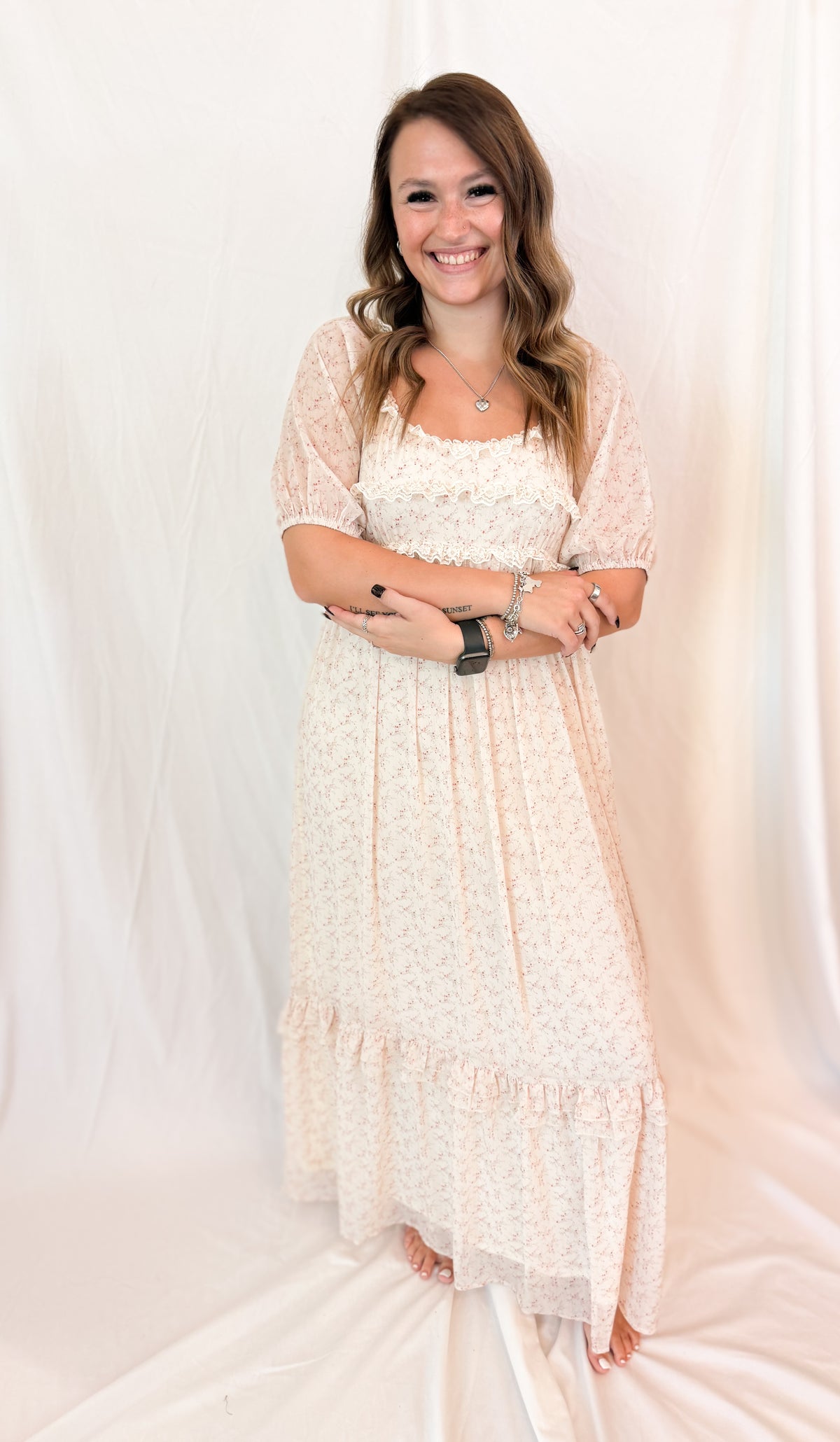 FLORAL RUFFLED MAXI DRESS
