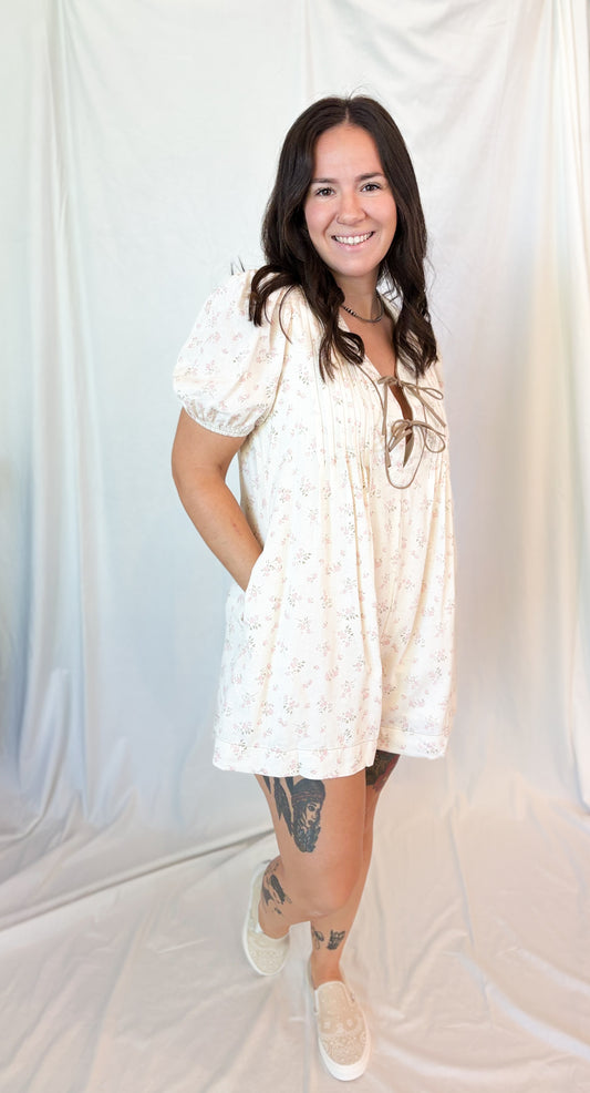 Vintage Floral Bow Romper