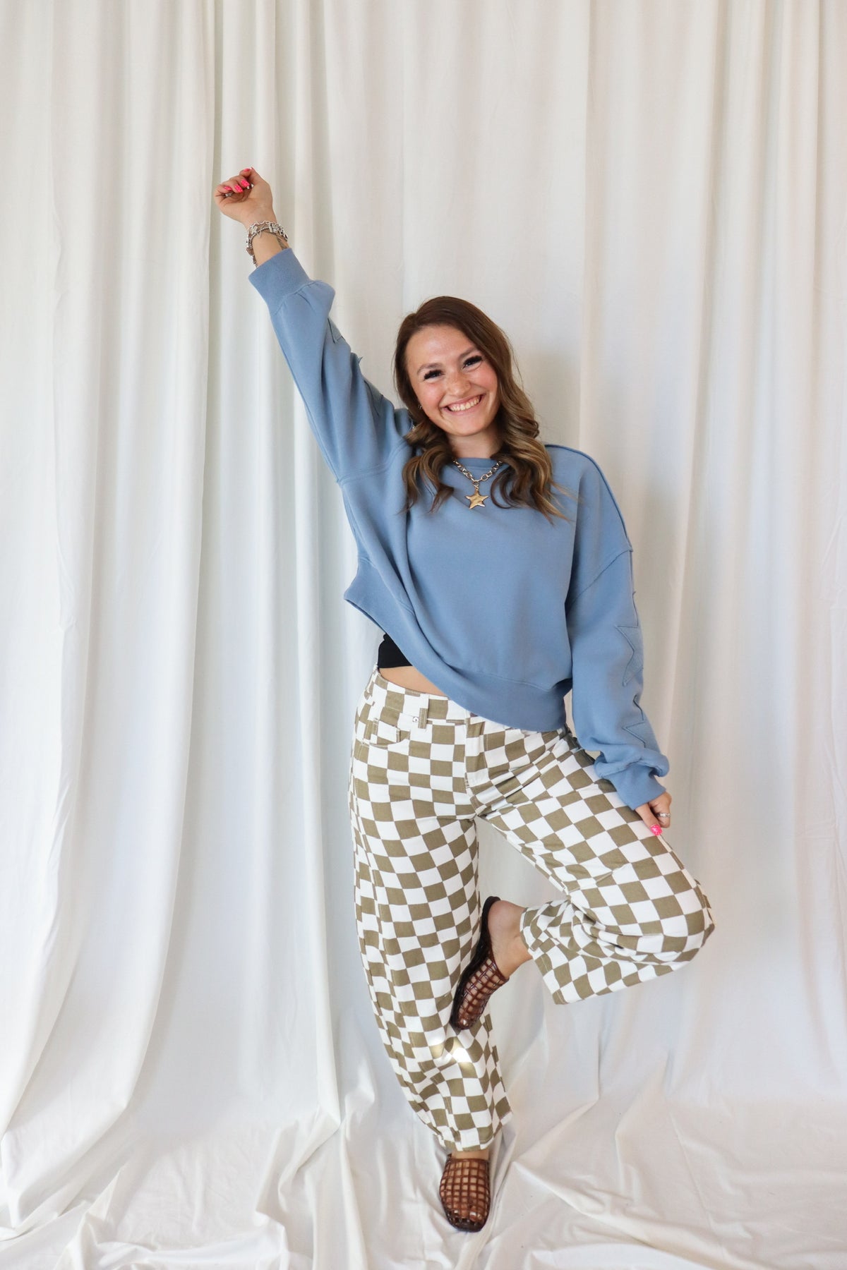 Star Patch Sleeve Sweatshirt