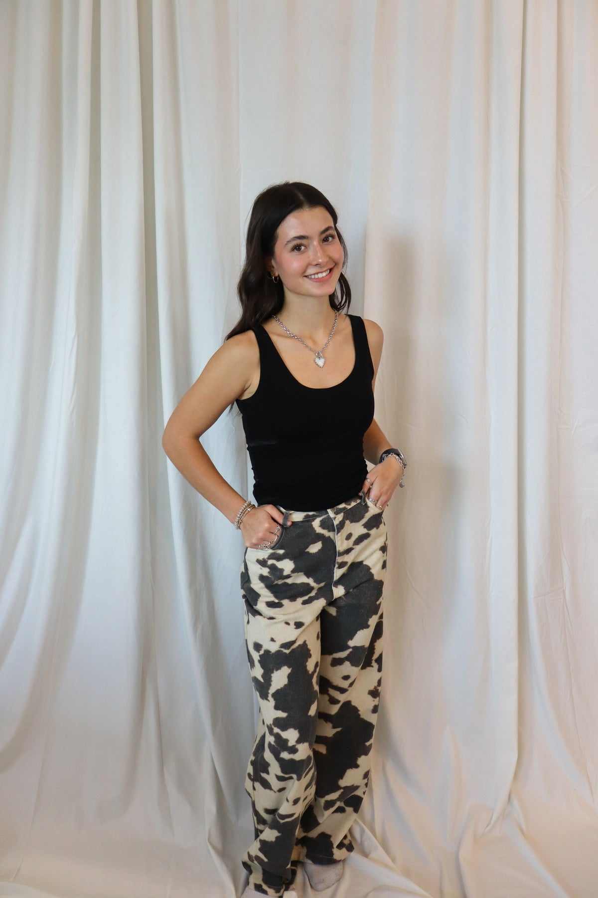 COW PRINT JEANS
