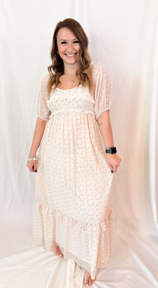 FLORAL RUFFLED MAXI DRESS