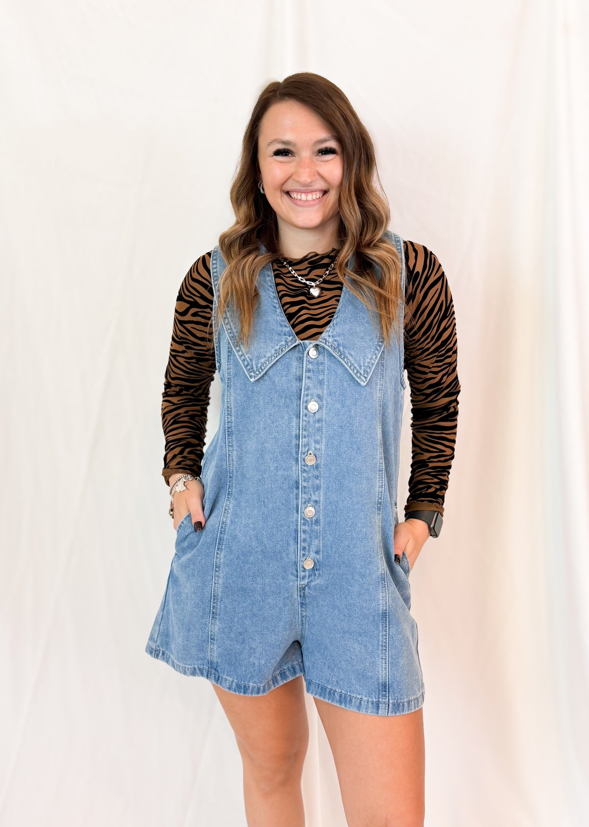 DENIM SLEEVELESS ROMPER