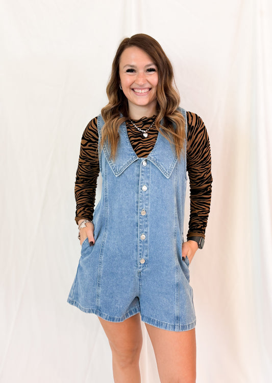 DENIM SLEEVELESS ROMPER
