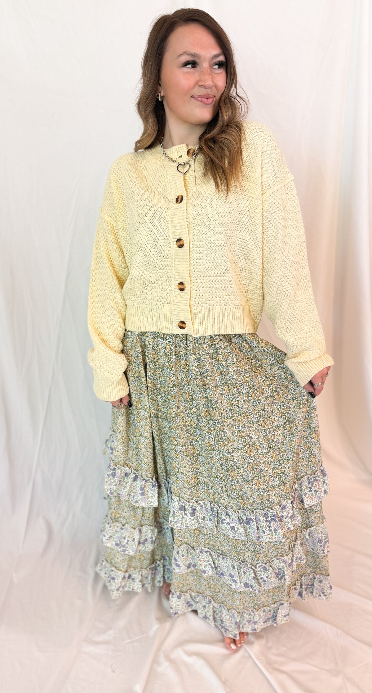 Floral Ruffle Maxi Skirt