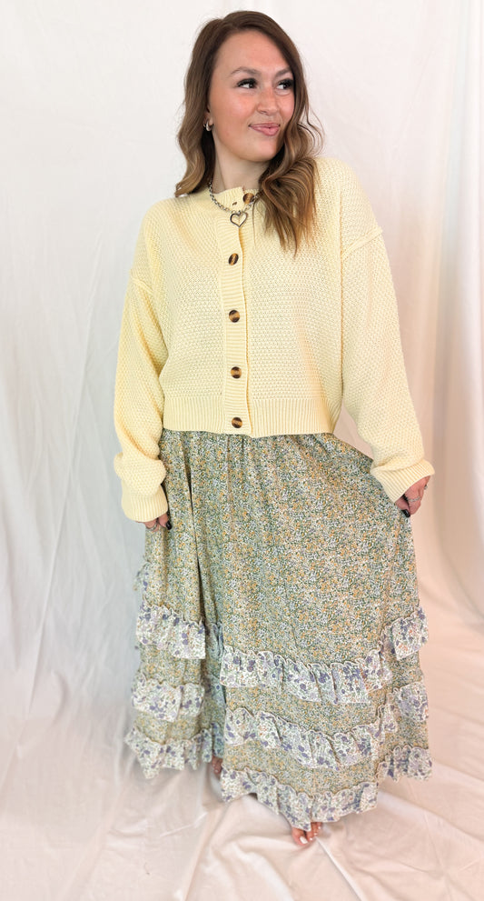 Floral Ruffle Maxi Skirt