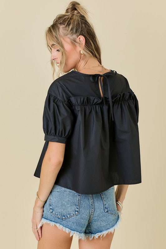 Poplin Ruffle Blouse