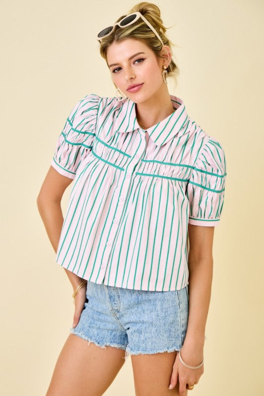 Stripe Button Down Blouse