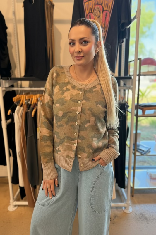 Camo Out Stitches Cardigan