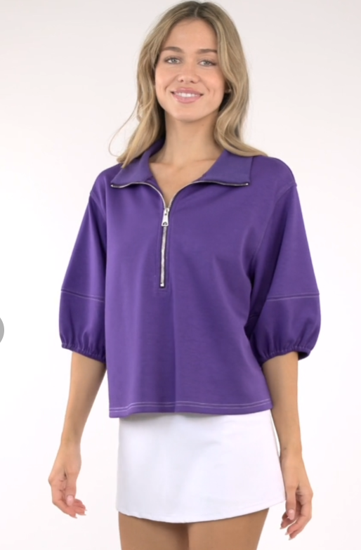 HALF SLEEVE HALF ZIP TOP