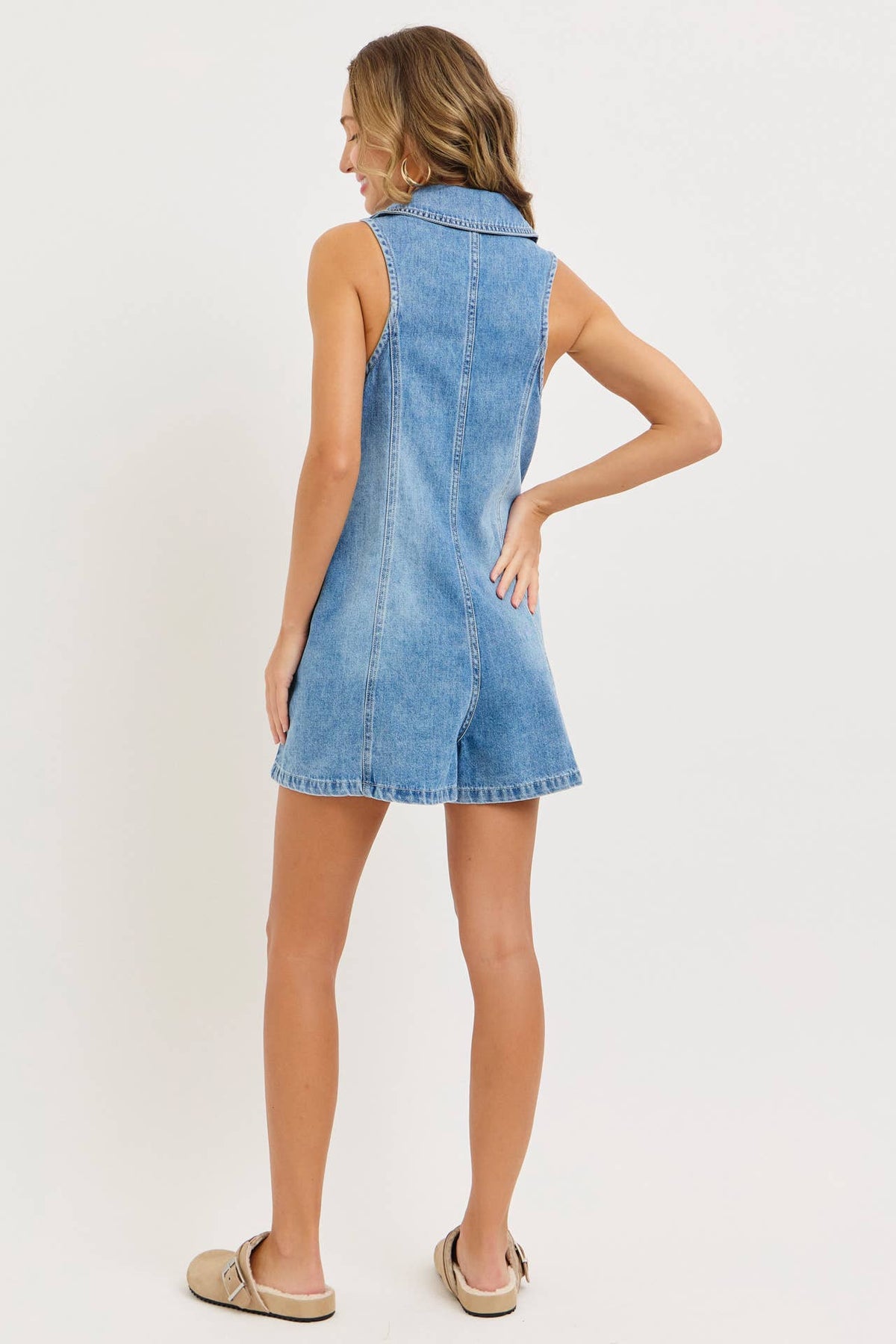 DENIM SLEEVELESS ROMPER