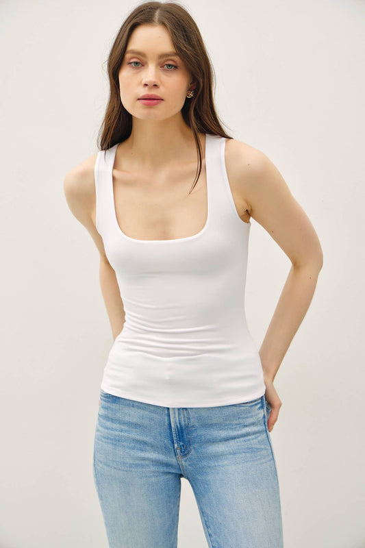 SOFT CORE-DOUBLE LINED BASIC SQUARE NECK TANK