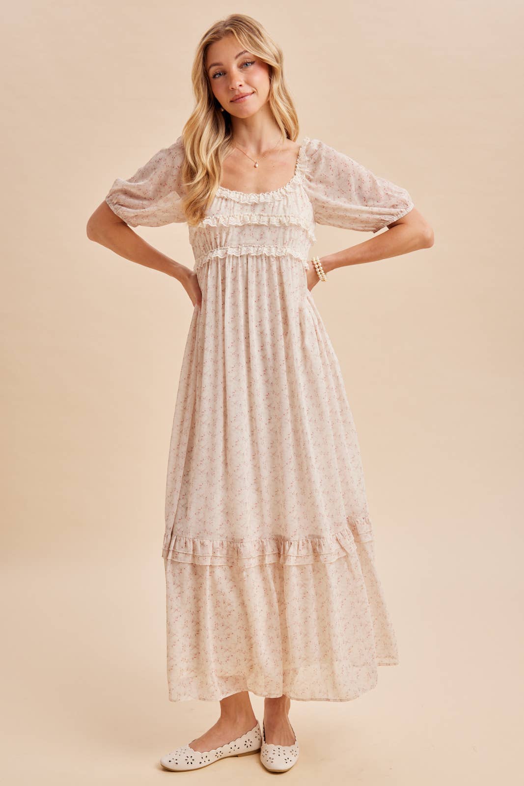 FLORAL RUFFLED MAXI DRESS