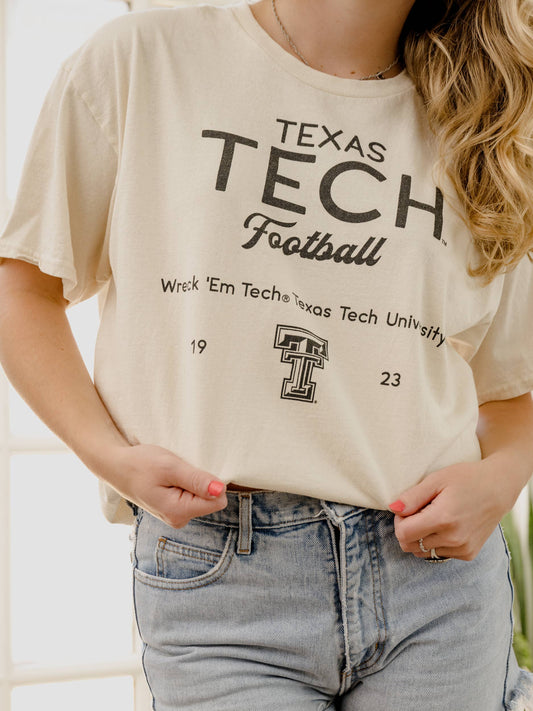 Texas Tech Red Raiders Shot Off Off White Thrifted Tee