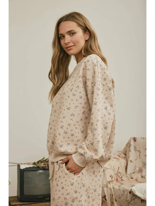 DITSY FLORAL BOXY CREWNECK SWEATER