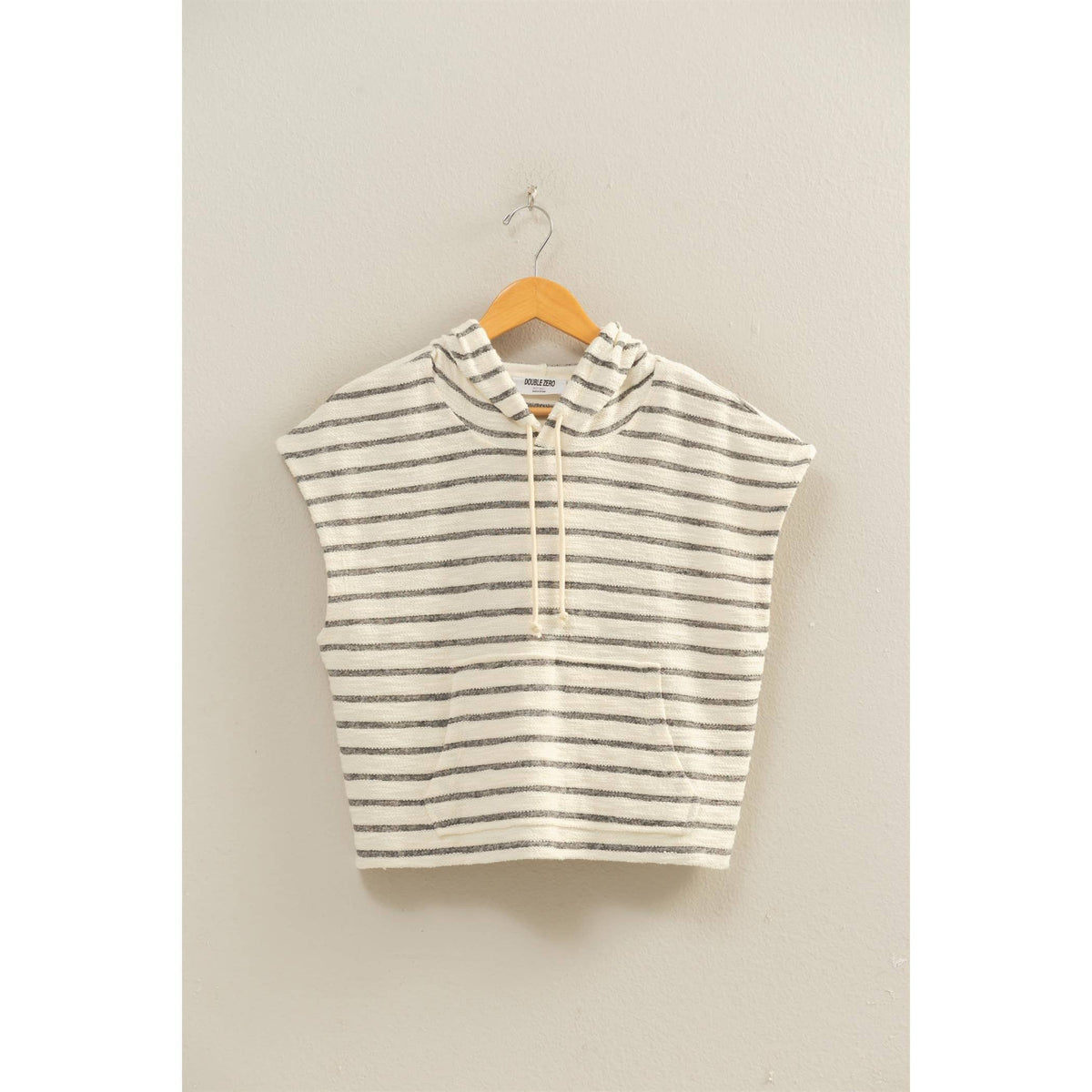 Striped Hooded Top With Pocket