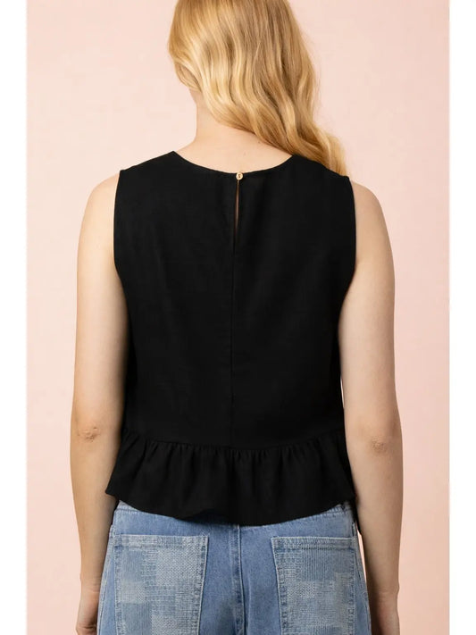 Side Tie Linen Tank