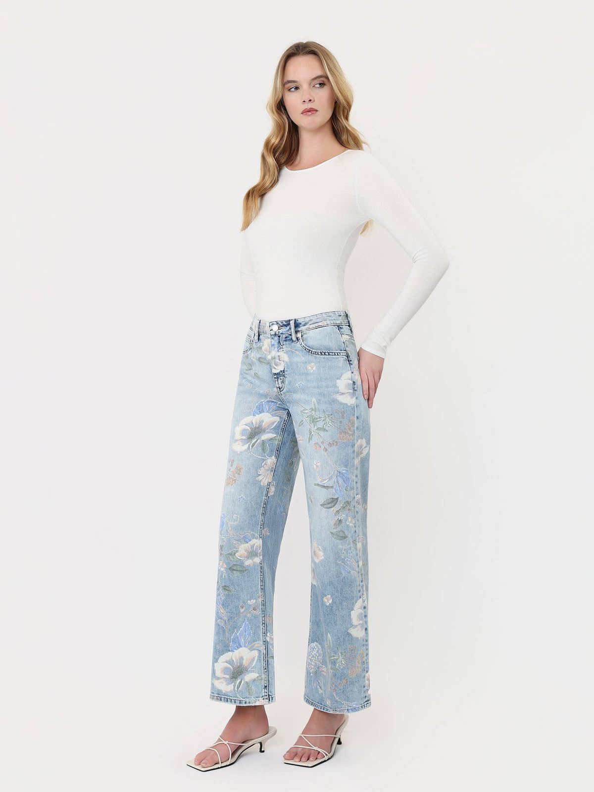 SUPER HIGH RISE FLORAL EXTREME VINTAGE FLARE JEANS