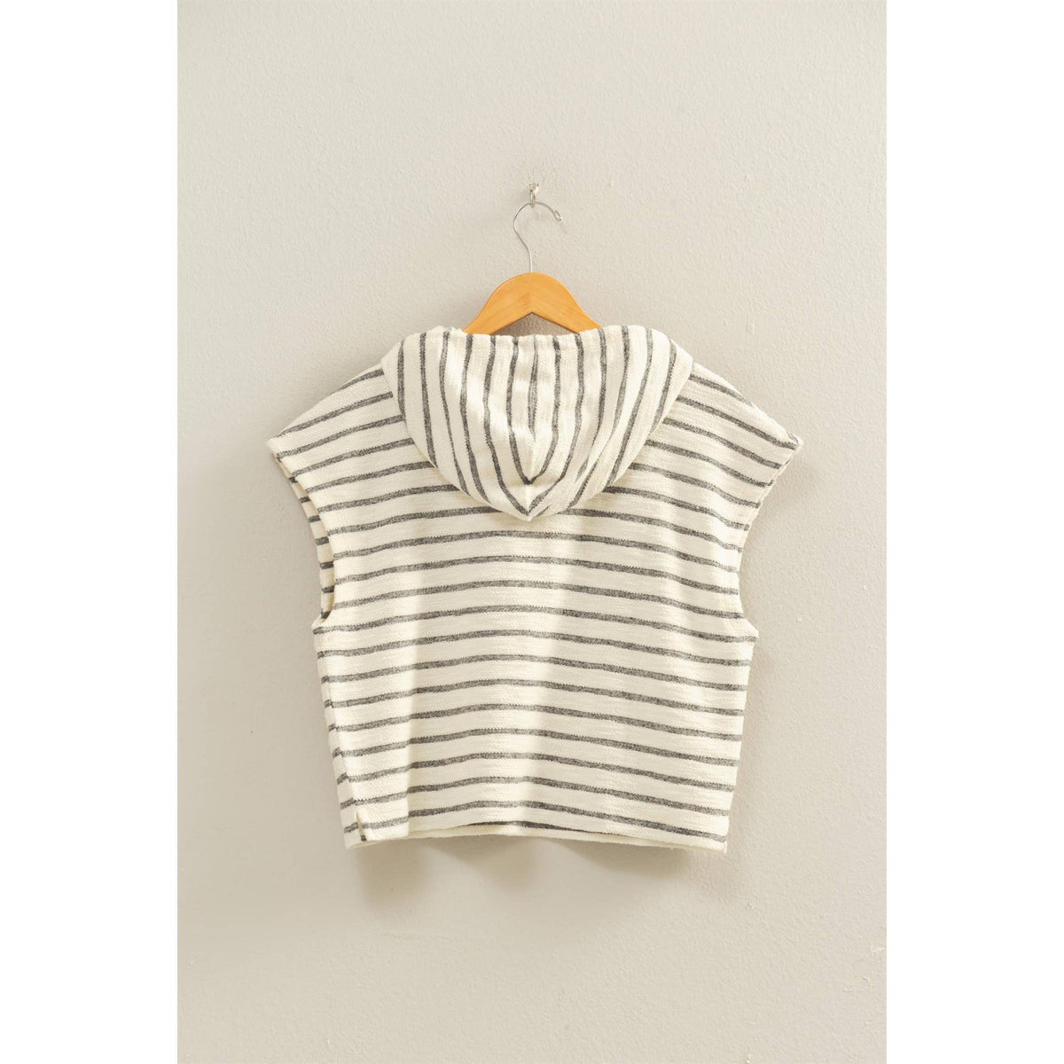 Striped Hooded Top With Pocket