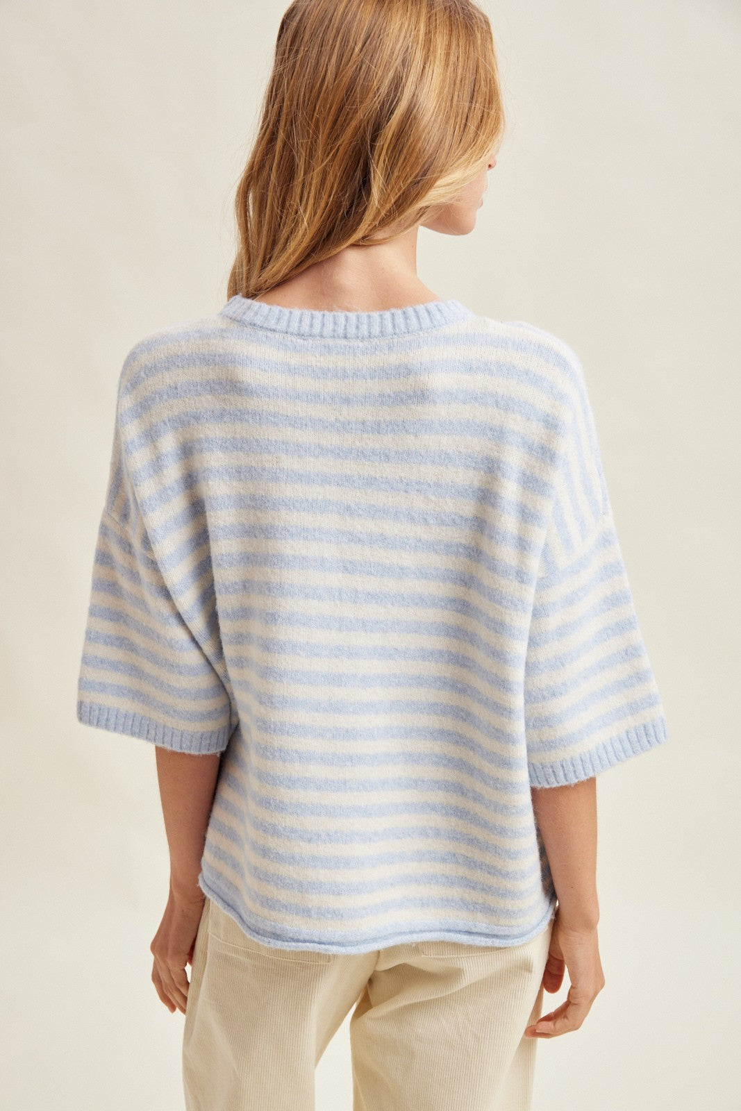 STRIPE SHORT SLEEVE CARDIGAN