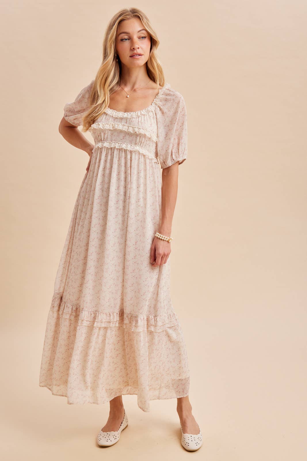 FLORAL RUFFLED MAXI DRESS