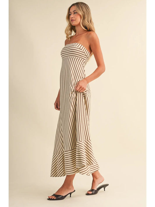 STRIPED COTTON JERSEY MAXI DRESS
