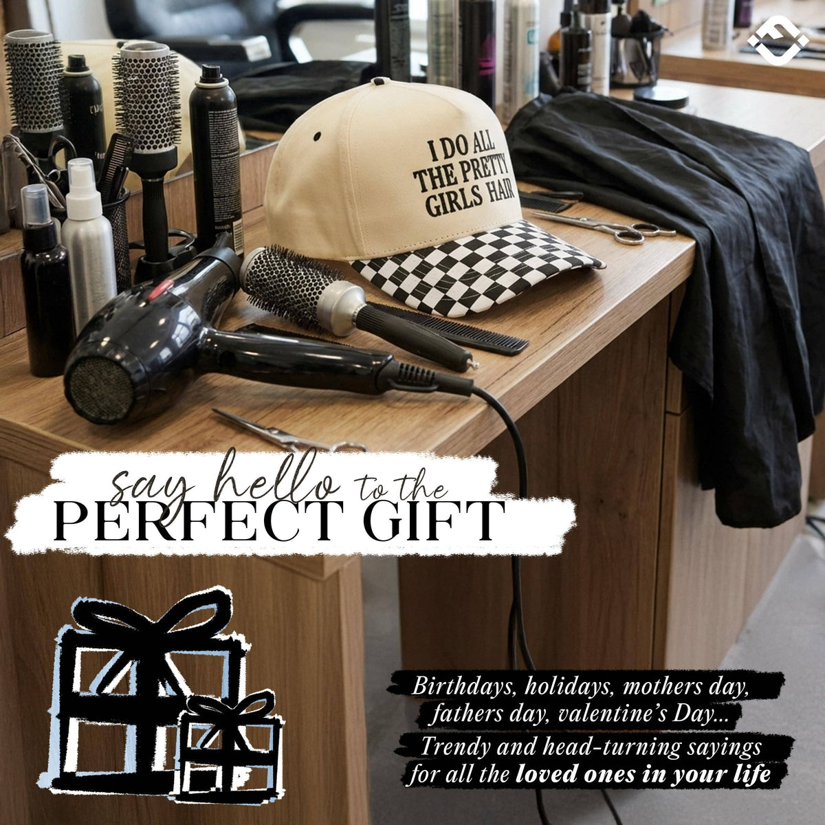 2 Tone Cap: I Do All the Pretty Girls Hair - Checker Print
