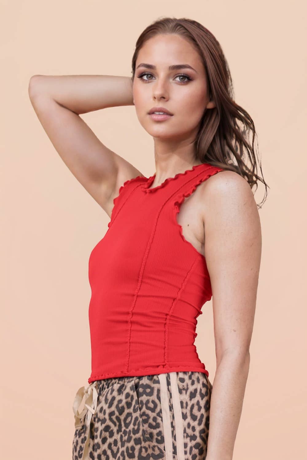 Lettuce Hem Casual Fitted Knit Top