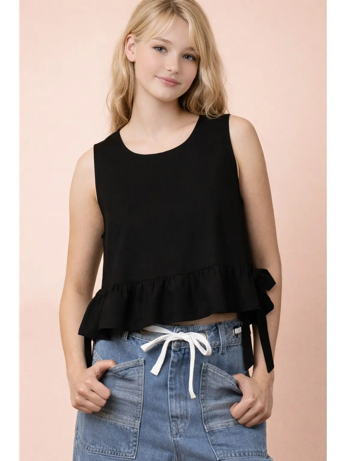 Side Tie Linen Tank