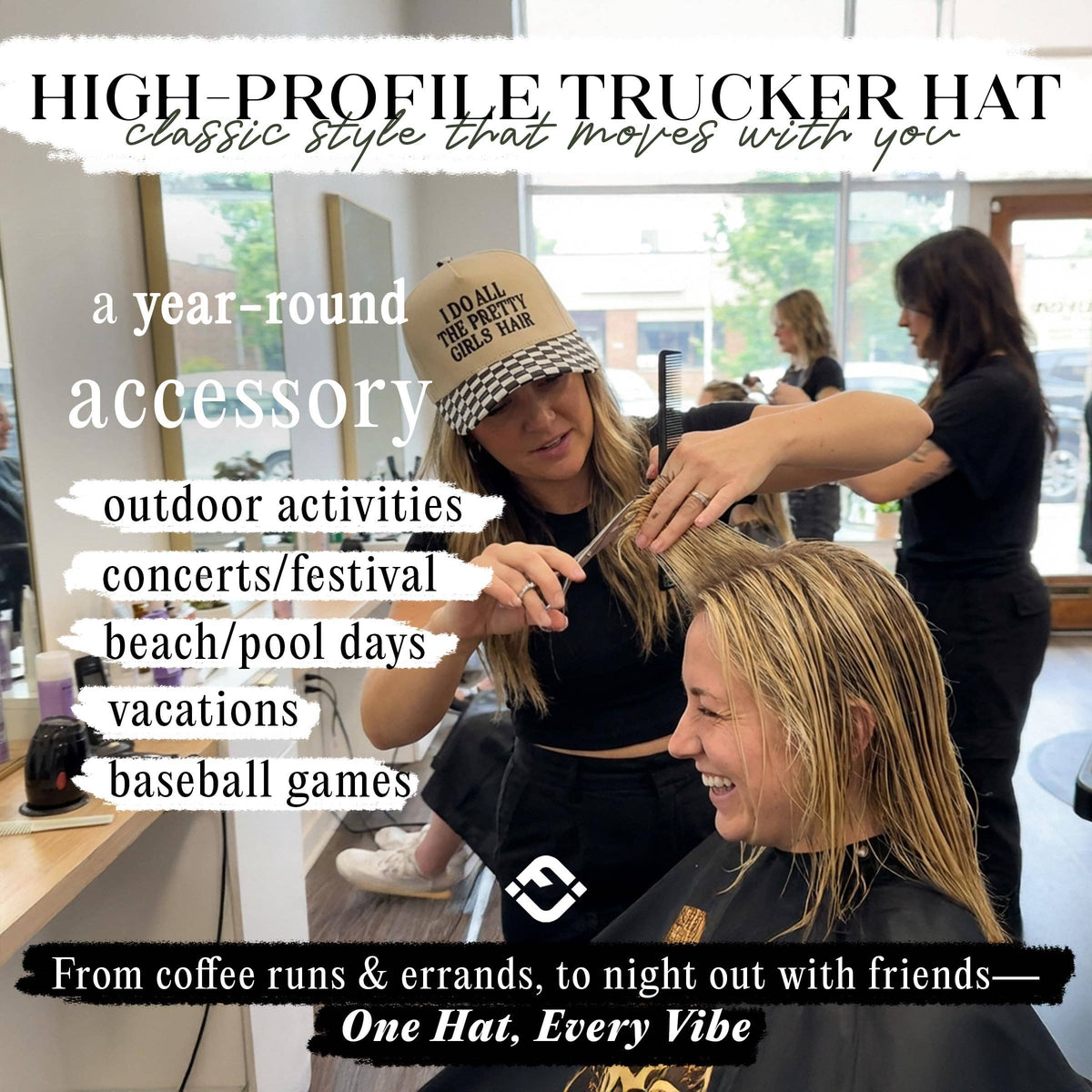 2 Tone Cap: I Do All the Pretty Girls Hair - Checker Print